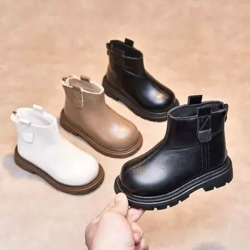 Новые ботинки для мальчиков и девочек Модные и универсальные кожаные ботинки 21