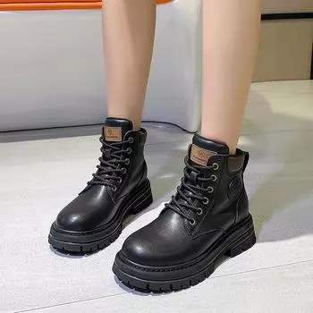 Новые ботинки martin на высоком каблуке 5,5 см, внутренняя высота 2 см, женские короткие ботинки на твердой толстой подошве 33