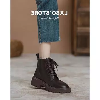 Новые ботинки Martin женские локомотивные одинарные ботинки короткие женские маленькие на толстой подошве осень и зима британский стиль модные и удобные 35