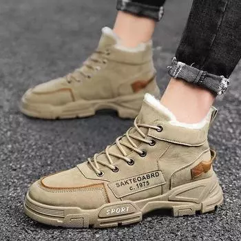 Новые ботинки, мужская зимняя модная плюшевая обувь, зимние ботинки, мужские повседневные уличные кроссовки, теплая обувь на шнуровке, нескользящие мужские ботильоны 39