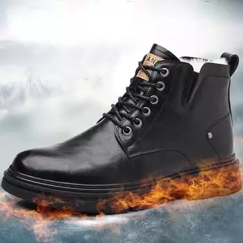 Новые ботинки, мужская зимняя модная плюшевая обувь, зимние ботинки, мужские повседневные уличные кроссовки, теплая обувь на шнуровке, нескользящие мужские ботильоны 6.5 коричневый