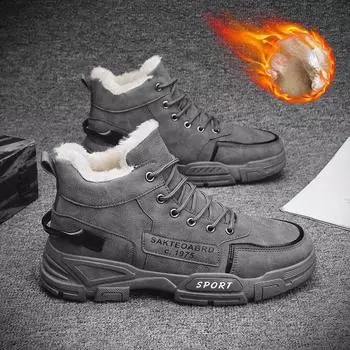 Новые ботинки, мужская зимняя модная плюшевая обувь, зимние ботинки, мужские повседневные уличные кроссовки, теплая обувь на шнуровке, нескользящие мужские ботильоны 39