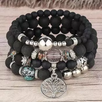Новые браслеты для йоги в стиле бохо с камнями и бисером в стиле ретро для мужчин и женщин, эластичные браслеты из веревки, женские очаровательные вечерние ювелирные изделия, подарок