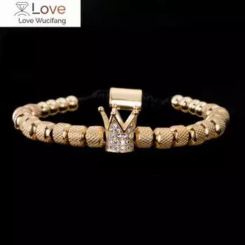 Новые браслеты для мужчин и женщин с микро-паве Cz Crown Royal Charm, браслеты из нержавеющей стали с кристаллами, пара ювелирных изделий ручной работы в подарок S 16-17CM