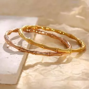 Новые браслеты из нержавеющей стали золотого, серебряного цвета с бамбуковыми шарнирами 2023, трендовый браслет для женщин и мужчин, подарок для романтической вечеринки, модные украшения Silver58-60mm