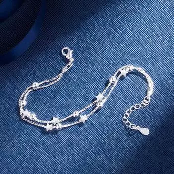 Новые браслеты из стерлингового серебра 925 пробы со звездами для женщин, модные оригинальные дизайнерские вечерние свадебные аксессуары, ювелирные изделия 20cm 8inches