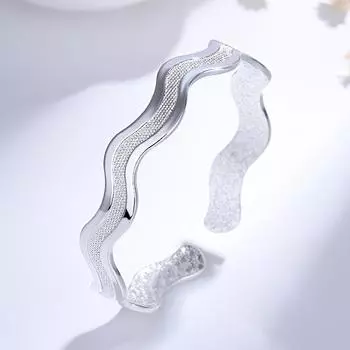 Новые браслеты из стерлингового серебра S925 с матовой волной и звездной рекой, браслет для женщин, ювелирные изделия, регулируемый модный вечерние, свадебный, праздничный подарок Adjustable серебряный