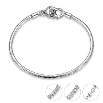 Новые браслеты с подвесками в виде лунного кота из стерлингового серебра 925 пробы с застежкой-лобстером, 4 стиля, цепочка в виде змеи для женских аксессуаров, ссылка «сделай сам», изящные ювелирные украшения 16.5cm--6.49in