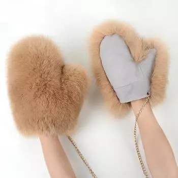 Новые брендовые зимние женские перчатки из натурального меха лисы, теплые варежки из 100% натурального меха лисы для девочек, модные перчатки из натурального меха лисы One Size