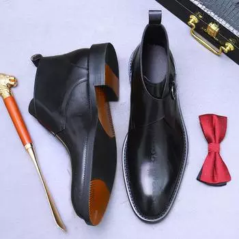 Новые британские ботильоны мужские из натуральной кожи черного кофейного цвета, дышащие, модные, с пряжкой, на ремне, мужские формальные туфли 38 чёрный