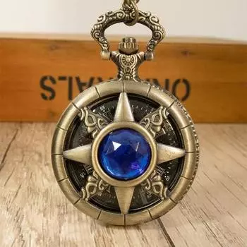 Новые бронзовые кварцевые большие карманные часы с инкрустацией из полукруглого яркого камня Starry Sky Literal Green старинные карманные часы
