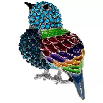Новые броши со стразами и синей птицей для женщин, эмалированная булавка с животным дизайном, Новое поступление