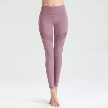 Новые брюки для йоги женские телесного цвета из нейлоновой сетки с высокой талией узкие ягодицы спортивные брюки для бега и фитнеса девятиминутные брюки S фиолетовый