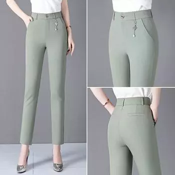 Новые брюки Nine-minute женские повседневные женские тонкие прямые брюки с высокой талией тонкие брюки на молнии женские S светло-серый