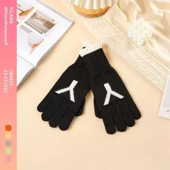 Новые буквы для пар Вязаные перчатки для тепла Мужские и женские Холодные и теплые перчатки с сенсорным экраном для пальцев Average size