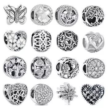 Новые бусины из стерлингового серебра 925 пробы с цирконием, подходят для оригинального браслета 925 пробы, ожерелье для женщин, изготовление ювелирных изделий Pendientes Mujer