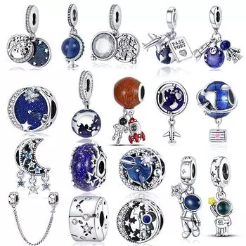 Новые бусины в виде синих астронавтов из стерлингового серебра 925 пробы подходят для оригинального браслета, женские украшения, сделай сам, подарок, горячая распродажа, ювелирные изделия высокого качества