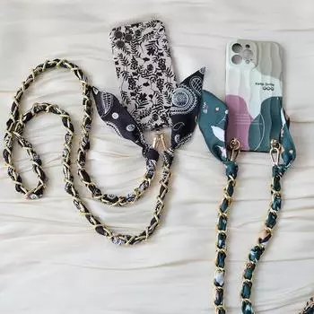Новые цепочки для телефонов, аксессуары, съемный ремешок, шелковый ремешок через плечо, длинный чехол для телефона, цепочки, подвеска на шею, милый принт, цепочка для телефона 120CM