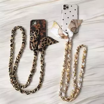 Новые цепочки для телефонов, аксессуары, съемный ремешок, шелковый ремешок через плечо, длинный чехол для телефона, цепочки, подвеска на шею, милый принт, цепочка для телефона 120CM