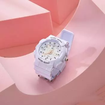 Новые часы для девочек Светящиеся электронные водонепроницаемые спортивные для мальчиков Популярные простые кварцевые студенческие новые корейские часы розовый