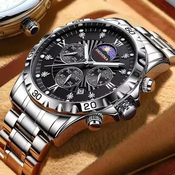 Новые часы для мужчин, лучшие роскошные брендовые кварцевые мужские часы, спортивные водонепроницаемые наручные часы с хронографом и датой, мужские часы красный