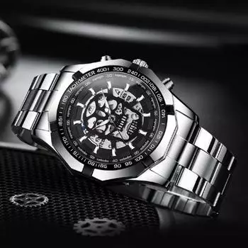 Новые часы для мужчин, модные спортивные, водонепроницаемые, с полым циферблатом