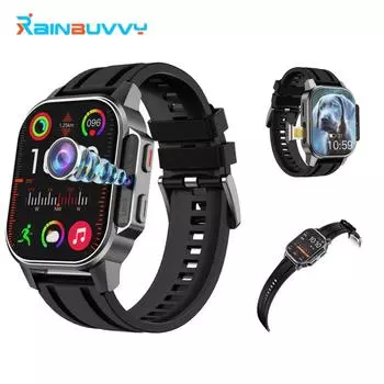 Новые часы для смартфона Rainbuvvy B22 4G, 2 ГБ ОЗУ, 16 ГБ ПЗУ, четырехъядерный процессор, частота сердечных сокращений, 2,04 дюйма, Bluetooth, WIFI, умные часы 2-в-1 TWS чёрный