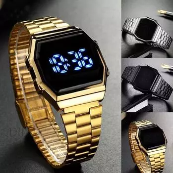 Новые часы для женщин и мужчин с сенсорным экраном, золотые, водонепроницаемые, унисекс, модные, винтажные