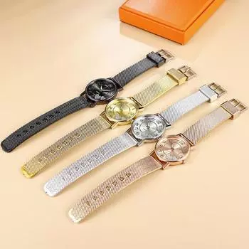 Новые часы Love Heart Подарки Золотые сетчатые часы Кварцевые часы Модные повседневные часы Наручные часы с циферблатом Женские Мужские серебряные часы