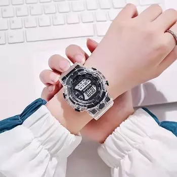 Новые часы мужские цифровые прозрачные спортивные наручные часы популярные модные электронные унисекс квадратные высококачественные женские новые 3
