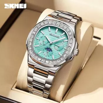 Новые часы мужские модные деловые часы Nautilus Sun Moon Stars квадратный циферблат светящиеся роскошные кварцевые наручные часы синий