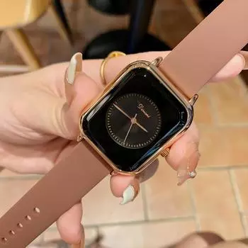 Новые часы с силиконовым ремешком, модные, простые, квадратные, темпераментные, повседневные, женские кварцевые часы