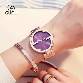 Новые часы со стальным браслетом, простые часы со стальным браслетом, повседневные и модные женские часы, кварцевые женские часы