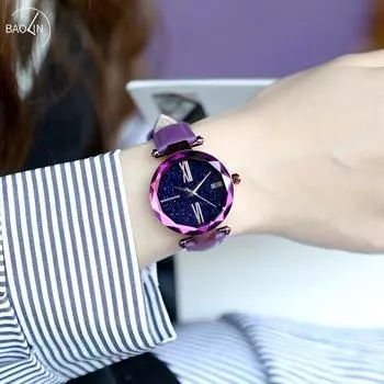 Новые часы Starry Sky, модные женские кварцевые часы, водонепроницаемые часы из кожи в корейском стиле для женщин