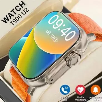 Новые часы T900 U2 Smart Watch 49 мм Новые NFC для мужчин и женщин GPS-трекер Bluetooth Звонки BT Музыка Игры Беспроводная зарядка Smartwatch
