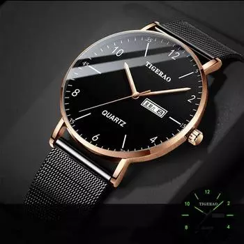 Новые часы водонепроницаемые часы с сетчатым ремешком мужские кварцевые мужские светящиеся наручные часы бизнес нержавеющая сталь двойной календарь классика