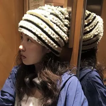 Новые черно-белые полосатые текстурные шапки для мужчин и женщин, весна и осень, тонкие повседневные универсальные ретро-шапки 56-58cm чёрный