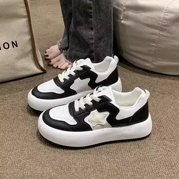 Новые черно-белые женские туфли XINGX, молочные туфли Fufu с большой головкой, туфли на платформе, женские стильные модные белые туфли 35