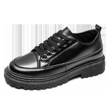 Новые черные кожаные туфли мужские повседневные туфли осенняя мода британская платформа шнуровка вечерние свадебные туфли Zapatos De Hombre 39 чёрный