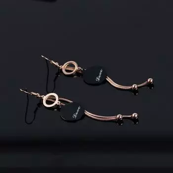 Новые черные круглые серьги с кисточками из титановой стали, длинные серьги-крючки для ушей, ювелирные изделия для девочек