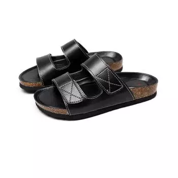 Новые черные летние тапочки из искусственной кожи с подошвой EVA для улицы, сандалии с регулируемой липучкой 40