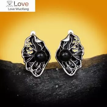 Новые черные полые жемчужины женские серьги модные ручная работа эпоксидная эмаль ювелирные изделия женские серьги серебро 925 пробы украшения для вечеринок чёрный