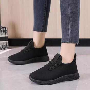 Новые черные повседневные сетчатые дышащие кроссовки, повседневная легкая женская обувь, дешевые кроссовки для тенниса на шнуровке, женская спортивная обувь 35