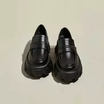 Новые черные туфли в стиле панк, женские туфли, мокасины на толстой подошве, женская спортивная обувь 35