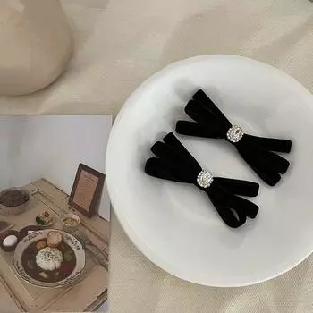 Новые черные заколки для волос с бантом и стразами, элегантные женские заколки, головные уборы, аксессуары для волос для девочек чёрный