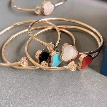 Новые чистые 925 серебряные браслеты высшего качества европейского бренда класса люкс для женщин из розового золота с цирконием и счастливыми сердцами