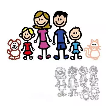 Новые члены семьи Craft Die Metal Cutting Die Scrapbook Carving Paper Card Ing Die New DIY Die One Size серебряный