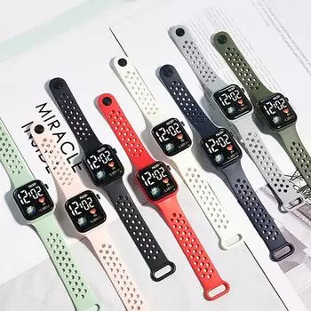 Новые цифровые наручные часы для мальчиков и девочек, светящиеся спортивные, квадратные, с циферблатом Earth, водонепроницаемые, светодиодные, электронные, для детей, с принтом