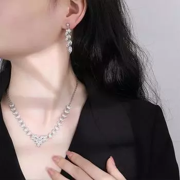 Новые Цирконовые ожерелья Ювелирные изделия Свадебные аксессуары Ожерелье Серьги Серьги Свадебные аксессуары