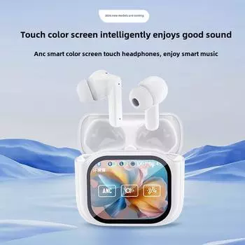 Новые цветные наушники с ЖК-дисплеем Bluetooth с функцией шумоподавления ANC ENC с низким энергопотреблением, спортивные беспроводные наушники JM99 чёрный